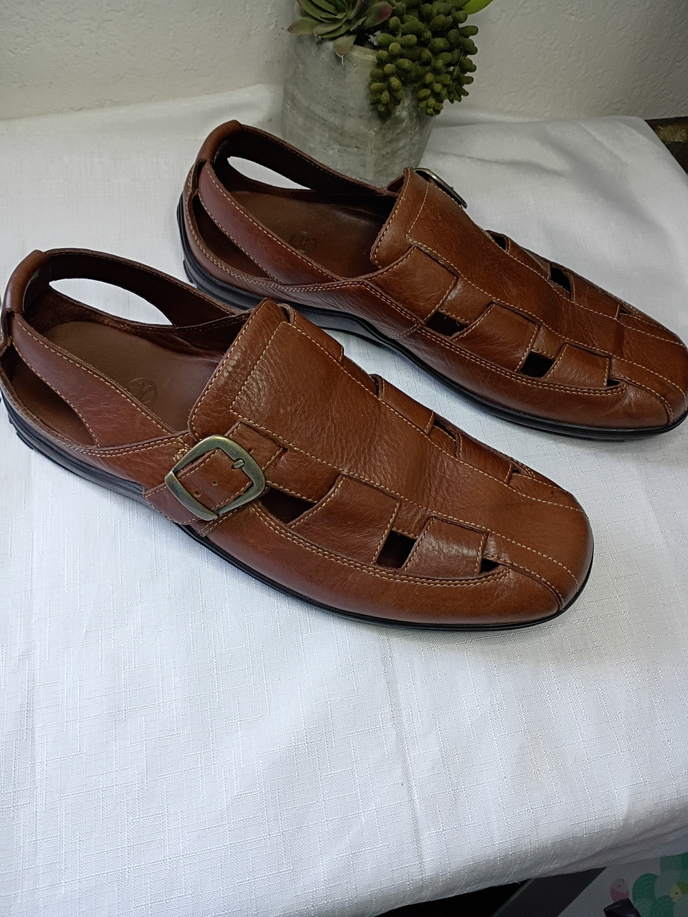 Cole Haan Tucker Sandals Men's Brown Leather Fisherman Slip-On Shoes Size 11.5 - Picture 3 of 13
